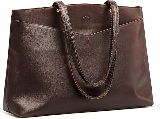 Leather Tote Bag for Women Work Travel Shoulder Bags Purses with Zipper