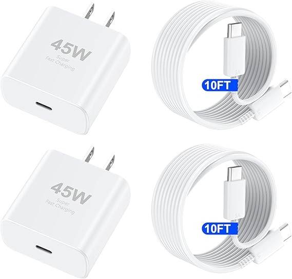 Max 充電器 快速充電 45W USB C iPhone 17/16 超快速充電器 座 附 10 英尺(約 3.0 公尺)長 C 型充電線 適用於 iPhone 17 Pro Max/17 Pro/Air/17/16/16Pro/16ProMax/Plus/15/S25