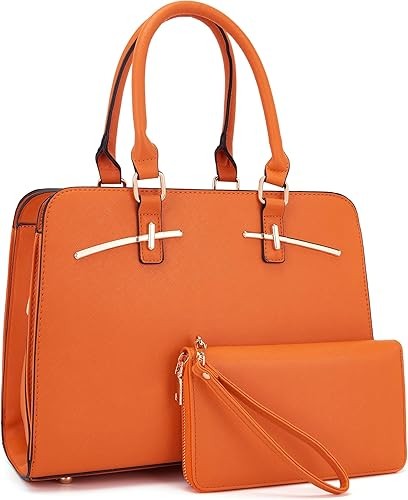 Women Handbag Wallet Tote Shoulder Hobo Bag Top Handle Satchel Purse Set 2pcs with 3 Compartments