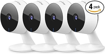 安全攝影機 4 件 家庭安全攝影機 室內 1080P Wi-Fi 攝影機 有線 適用於寵物 動作偵測 雙向音訊 夜視功能 手機應用程式 適用於 Alexa iOS 和 Android 和 Web Access