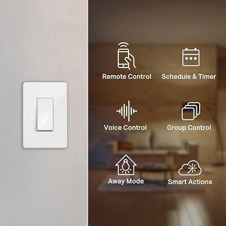 智能燈開關 HS200P3，單極，需要中性線，2.4GHz Wi-Fi 燈開關，適用於 Alexa 和 Google Home，UL 認證，無需集線器，3 件裝，白色