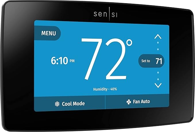 Wi-Fi 智慧型恆溫器，配有觸控螢幕彩色顯示器，適用於 Alexa，能源之星認證，需要 C 線，ST75 黑色 5.625 x 3.4 x 1.17 英吋