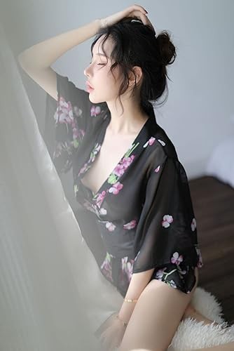日本和服內衣女性印花連衣裙睡衣角色扮演內衣套裝性感