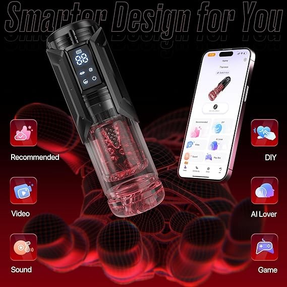 男性性玩具 陰莖泵 - AI Sync 防水 男性器 衝刺器 7 種吸吮 旋轉和 7 種舔舔模式 成人玩具 口袋貓