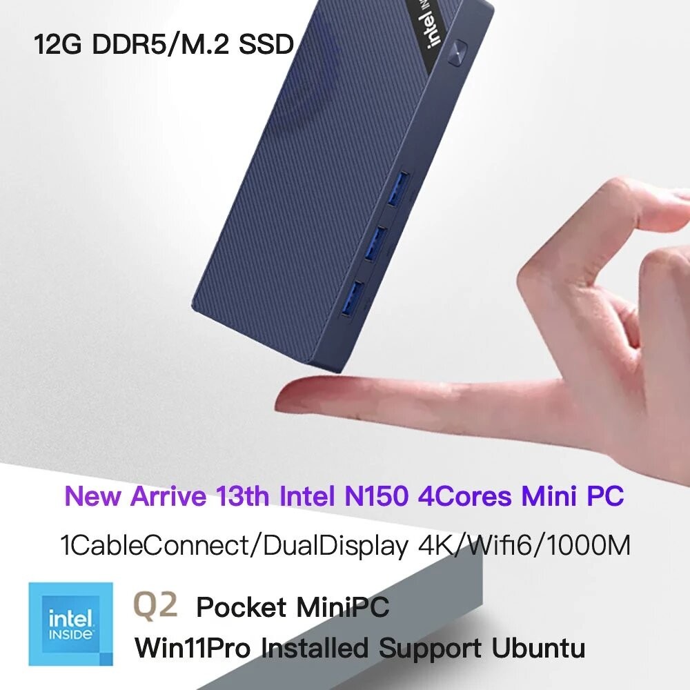 你PC N150 Win11Pro全功能Type-C 12G LPDDR5 M.2 NVME SSD雙屏顯示Wif
