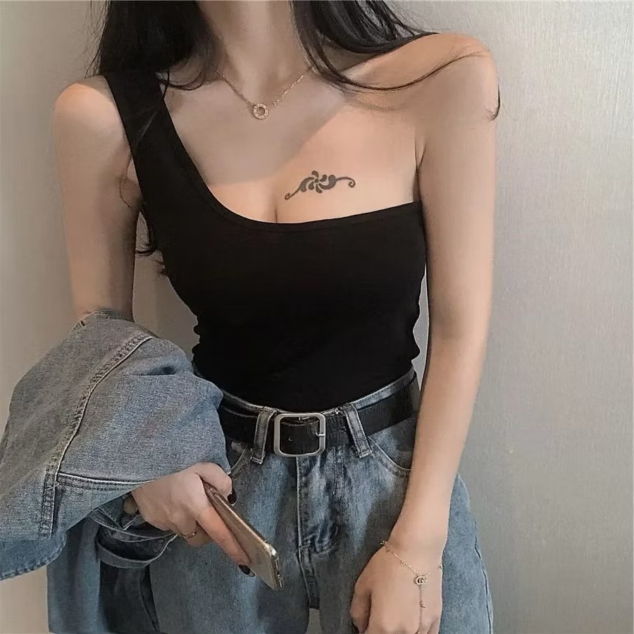 性感貼身夜店低胸露肩吊 短版背心 無袖上衣