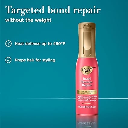 Repair & Protect Bond Protein Repair Repair 70°F 熱保護噴霧,無重量修復噴霧,提供不間斷損傷保護*適用於所有頭髮類型,熱噴霧準備頭髮,適合造型,6.5 液體盎司(約 232.2 毫升) 盎司