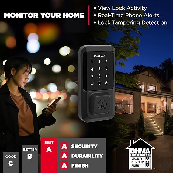 無鑰匙門鎖 帶方形現代觸控屏 電子門閂 採用 SmartKey 安全技術