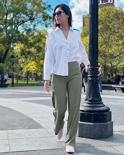 寬腿褲 女款 瑜伽褲 附口袋 彈性 寬鬆 休閒 休閒 休閒 運動褲 L
