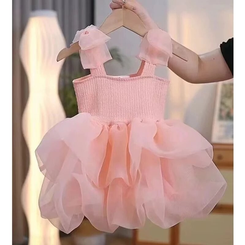 女童夏季新品兒童裙子小女孩吊帶蓬蓬裙連衣裙寶寶公主裙禮服100碼