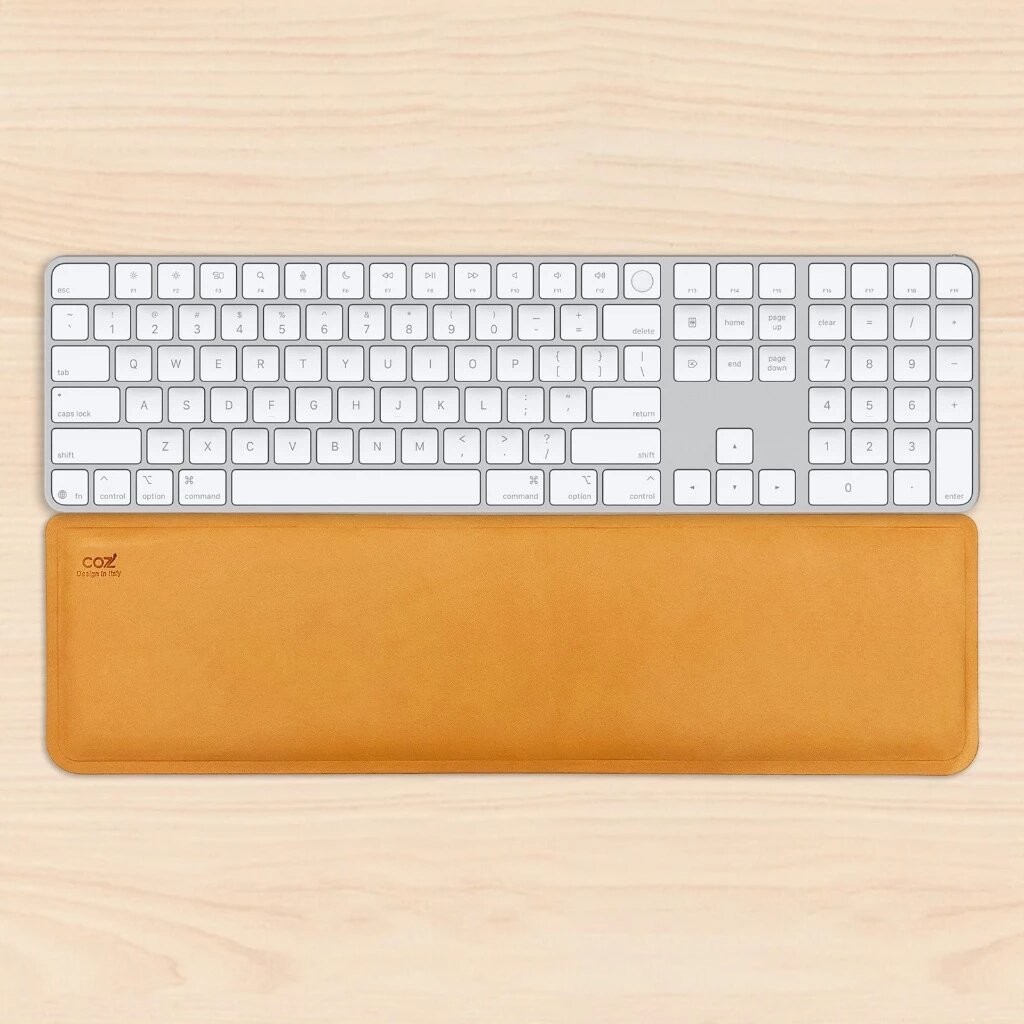 植鞣革 紓壓鍵盤護腕墊 鍵盤手托 鍵盤墊 鍵盤手靠墊 - 搭配薄型全尺寸/無數字鍵鍵盤