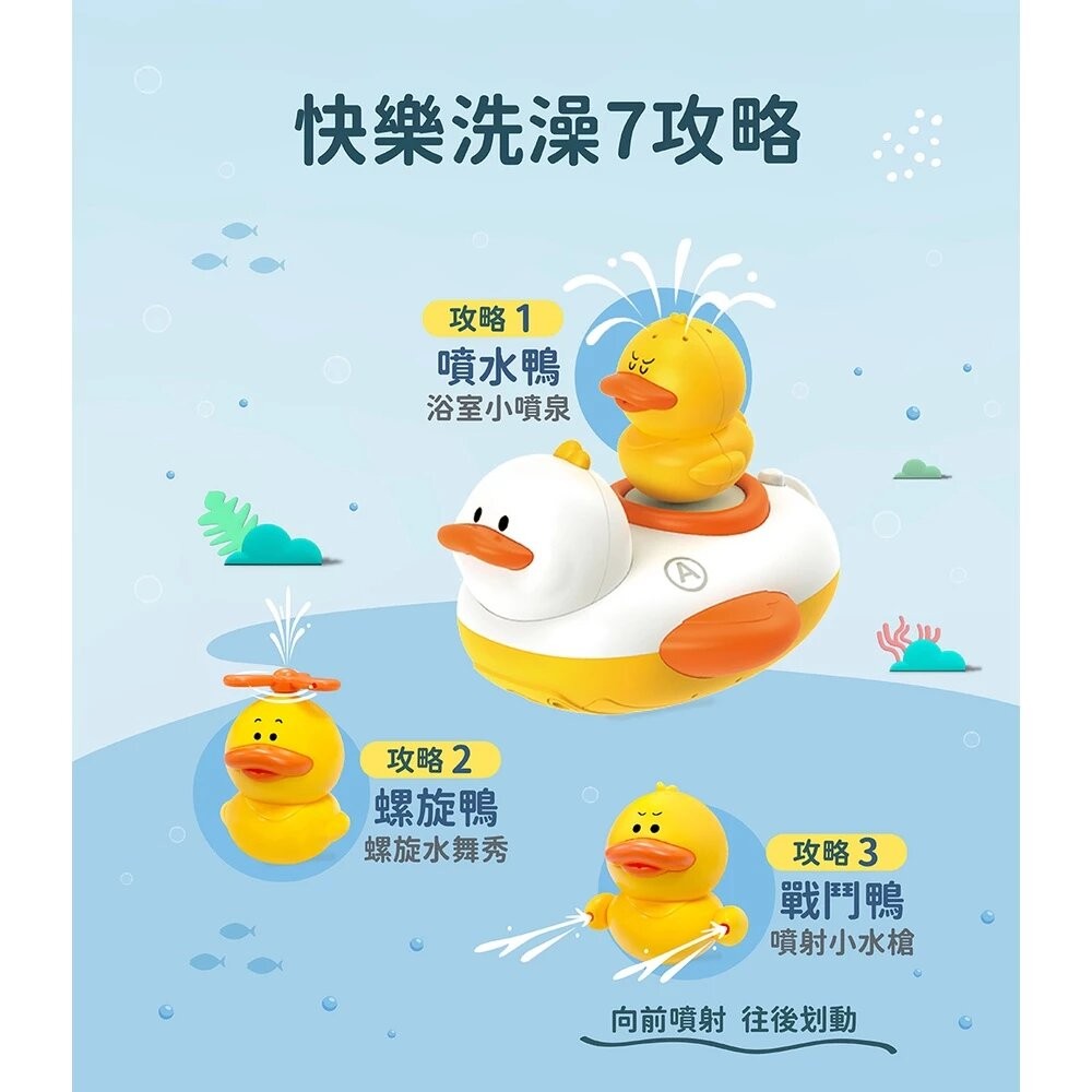 滑來滑趣｜呱呱鴨電動套裝組(袋裝)｜浴室戲水洗澡玩具