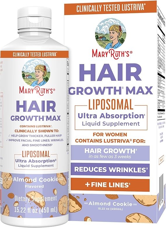 Hair Growth Max Liposomal 女款 | Lustriva® + 生物素 10000mcg + 南瓜籽油 | 濃密頭髮 | 頭髮護理 | 皺紋、細紋、護膚 | 18 歲以上 | CLP 認證 |