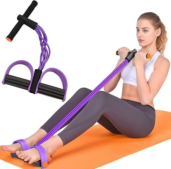 Bands with Handles, 6-Tube Elastic Pedal Resistance Band for Working Out, Durable Natural Rubber Exercise Bands, Multifunction Exercise Equipment for Abdomen, Waist, Arm, Leg Stretching
