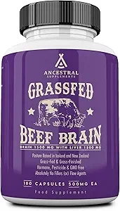 草飼牛腦補充劑，含牛肝，全食物腦部支持配方，促進腦部、情緒與記憶健康，腦與肝臟健康膠囊，非基因改造，180 顆膠囊