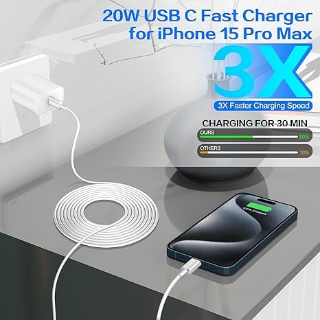 快速充電 20W USB C 手機充電器 座 2 件組 快速 Apple iPhone 充電器 6FT Type C 充電線
