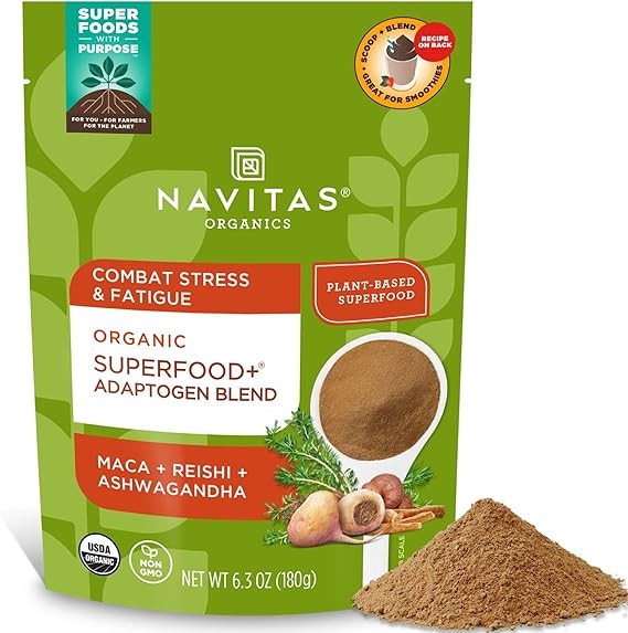 Superfood+ Adaptogen 混合物,可支撐壓力(瑪卡 + 靈芝 + Ashwagandha),6 盎司(約 178.6 毫升)袋,30 份 — 有機、非轉基因、素食、無麩質、生酮和古老。