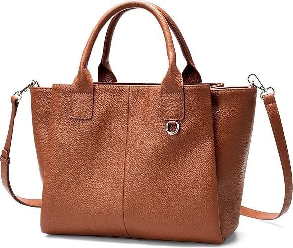 Genuine Leather Satchel Purses for Women, Triple Pocket Designer Medium Top-handle Crossbody tote Shoulder Handbag